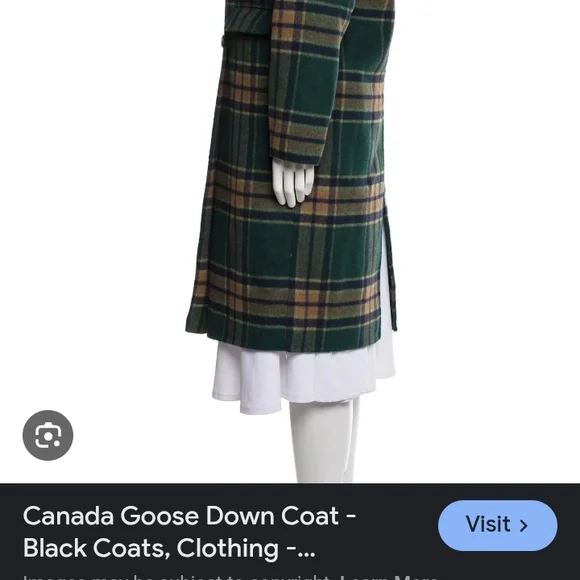 OAK + FORT Green and Brown Plaid Pea Coat - Picture 6 of 6